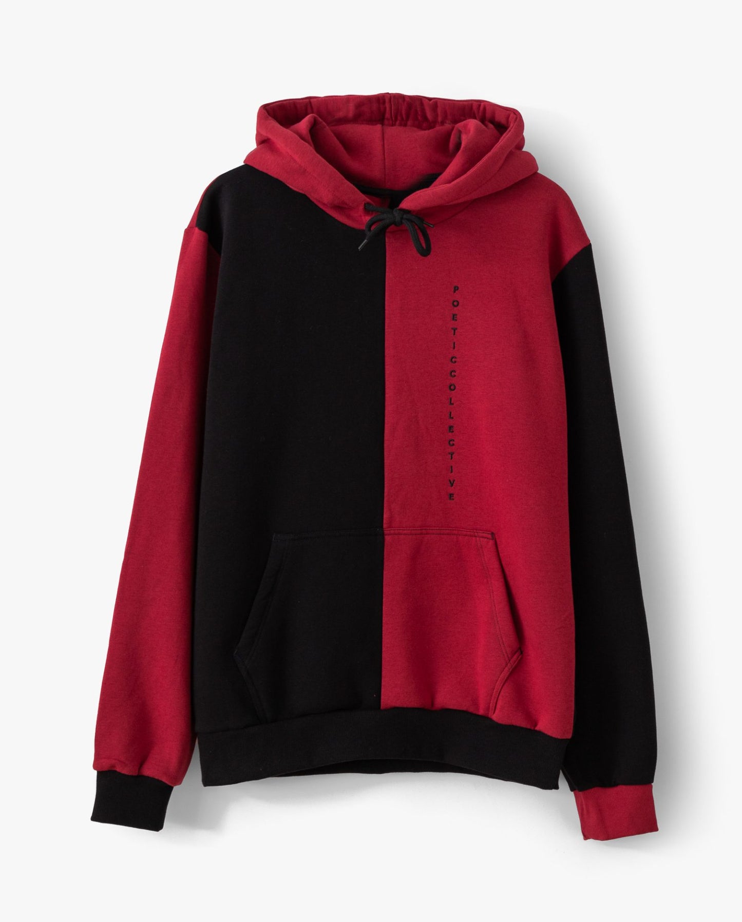 POETIC COLLECTIVE - COLOR BLOCK HOODIE - BLACK/RED