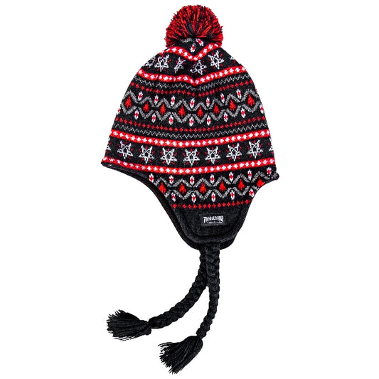 THRASHER - MAGAZINE LOGO SHERPA BEANIE - BLACK/RED